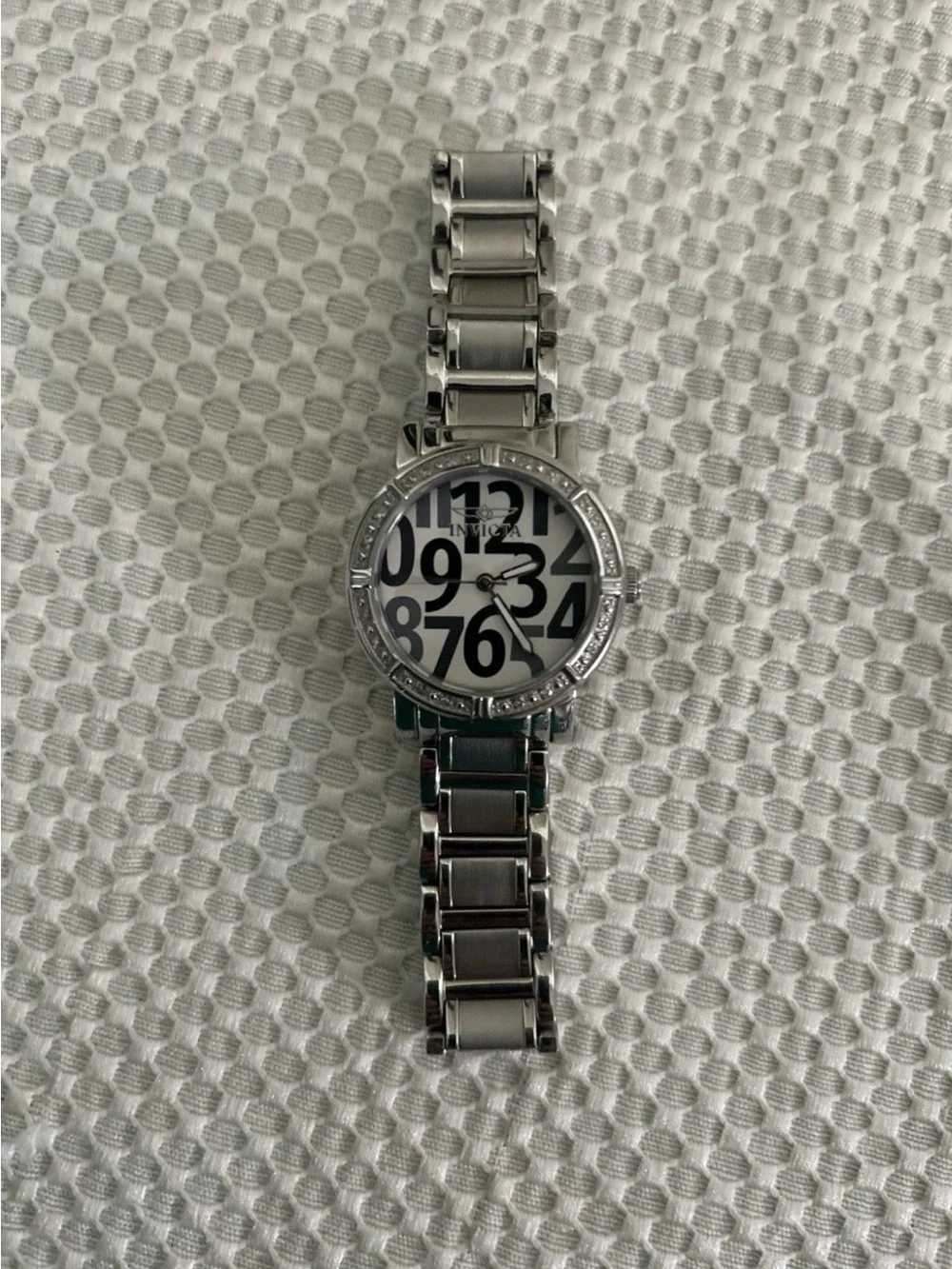 Invicta Wildflower Watch Scattered Number Dial Crystals Silver Steel 10673 NWOT